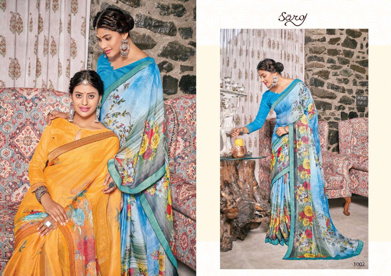 Saroj Delight 4 Printed Brasso Casual Wear Latest Saree Collection